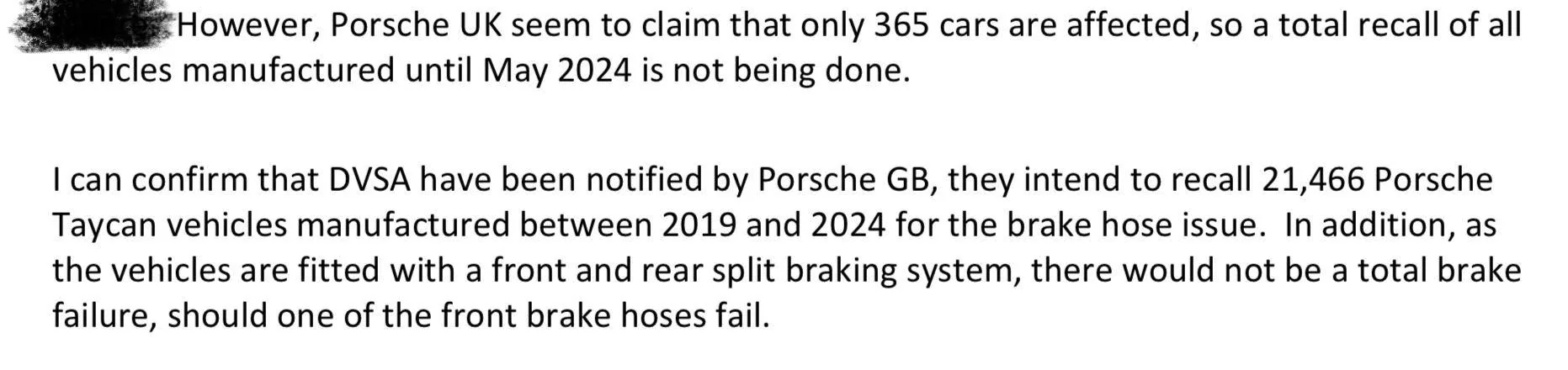 Porsche Taycan RECALL : UK ONLY THREAD: Brake Hose Pipes (ARB0) - 21,466 cars will be recalled. 1720566624329-kk