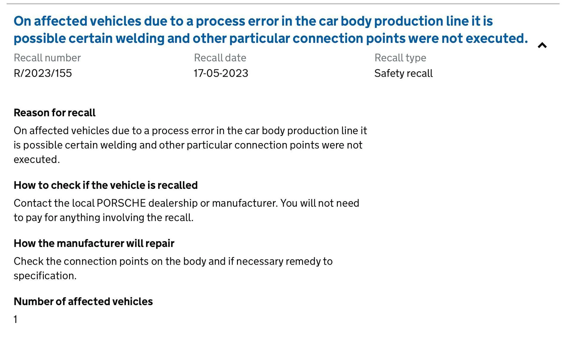 Porsche Taycan RECALL : UK ONLY THREAD: Brake Hose Pipes (ARB0) - 21,466 cars will be recalled. Screenshot 2024-07-10 at 07.51.53