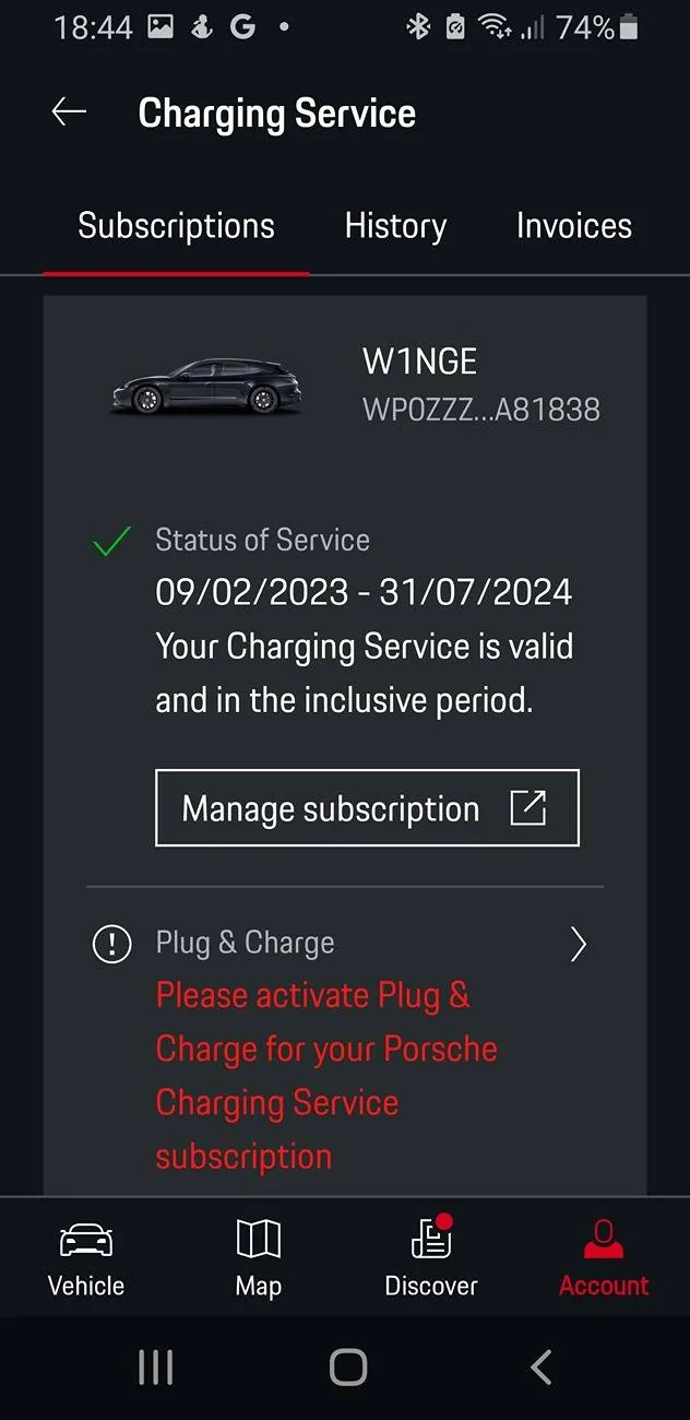 Porsche Taycan P&C Charging Service Error Screenshot_20240711-184412_My Porsch