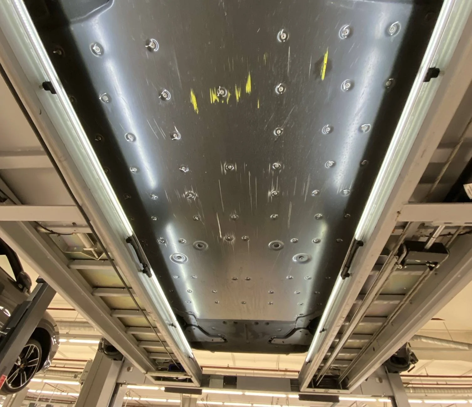 Porsche Taycan Underbody Protection Panel damaged. Batteries and coolant lines need inspection.  $72.5K replacement & labor cost. Dealership is Tom Wood in Indiana TC_01523