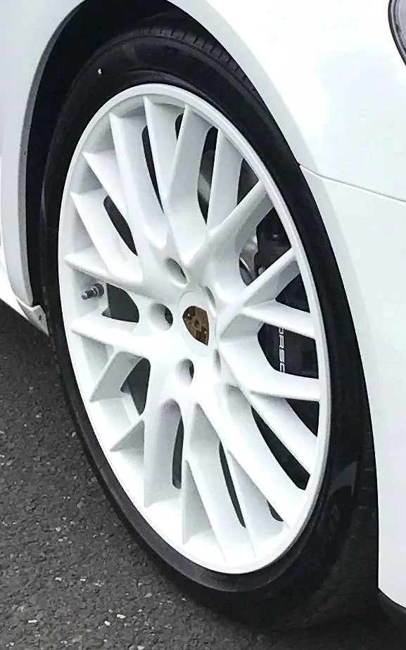 Porsche Taycan I painted my Mission E wheels white. IMG_8145