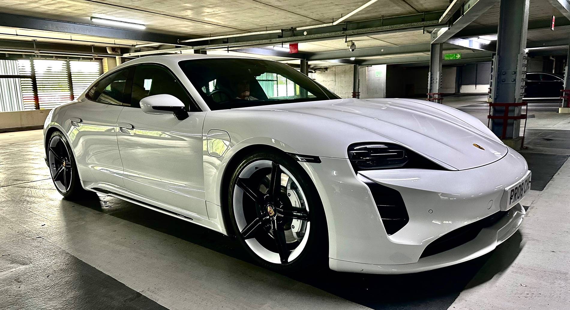 Porsche Taycan I painted my Mission E wheels white. IMG_8360