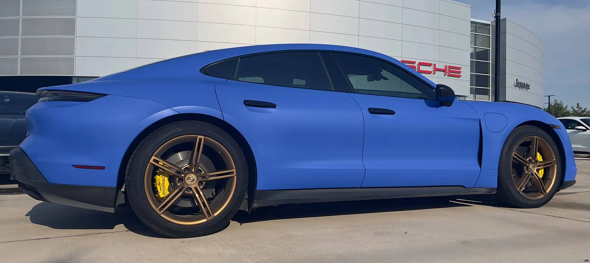 Porsche Taycan New wrap and PPF:  "Shark Blue" vinyl + Satin PPF IMG_4562