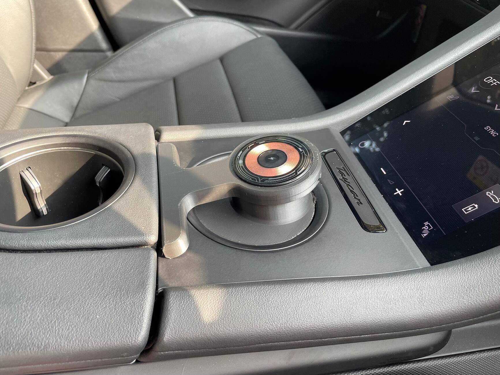 Porsche Taycan Taycan Phone Charger / Holder (3D Printed): Conceals Charger Cable, No Console Modifications Needed tempImageIlQs97