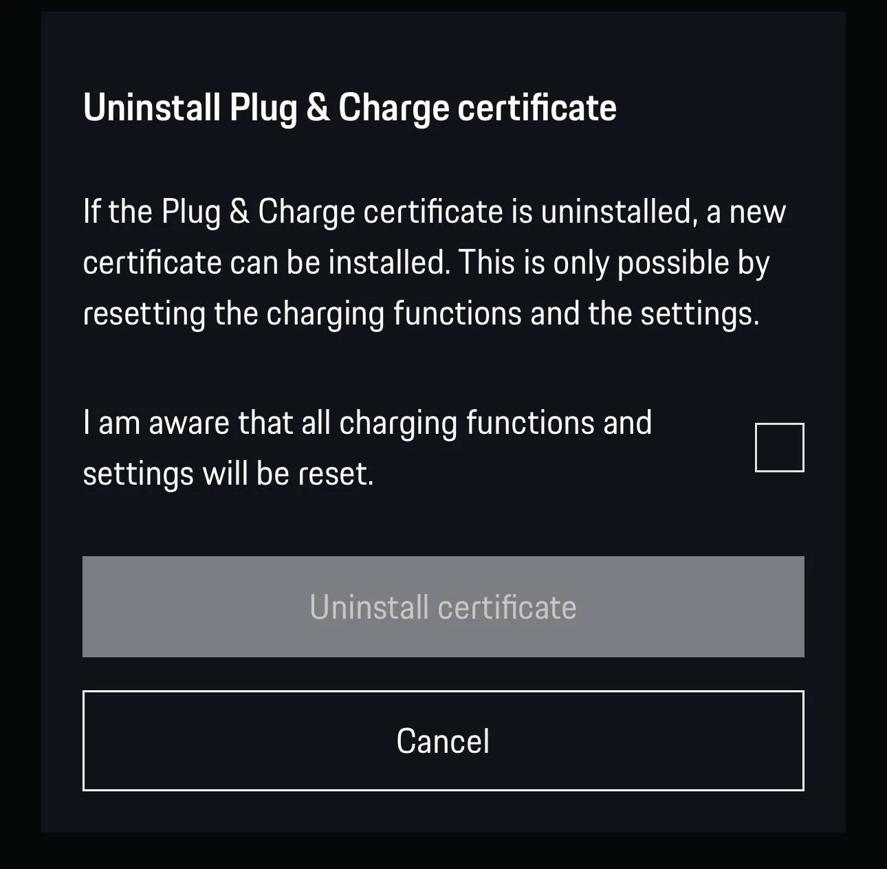 Porsche Taycan Uninstall Plug & Charge Certificate IMG_8338