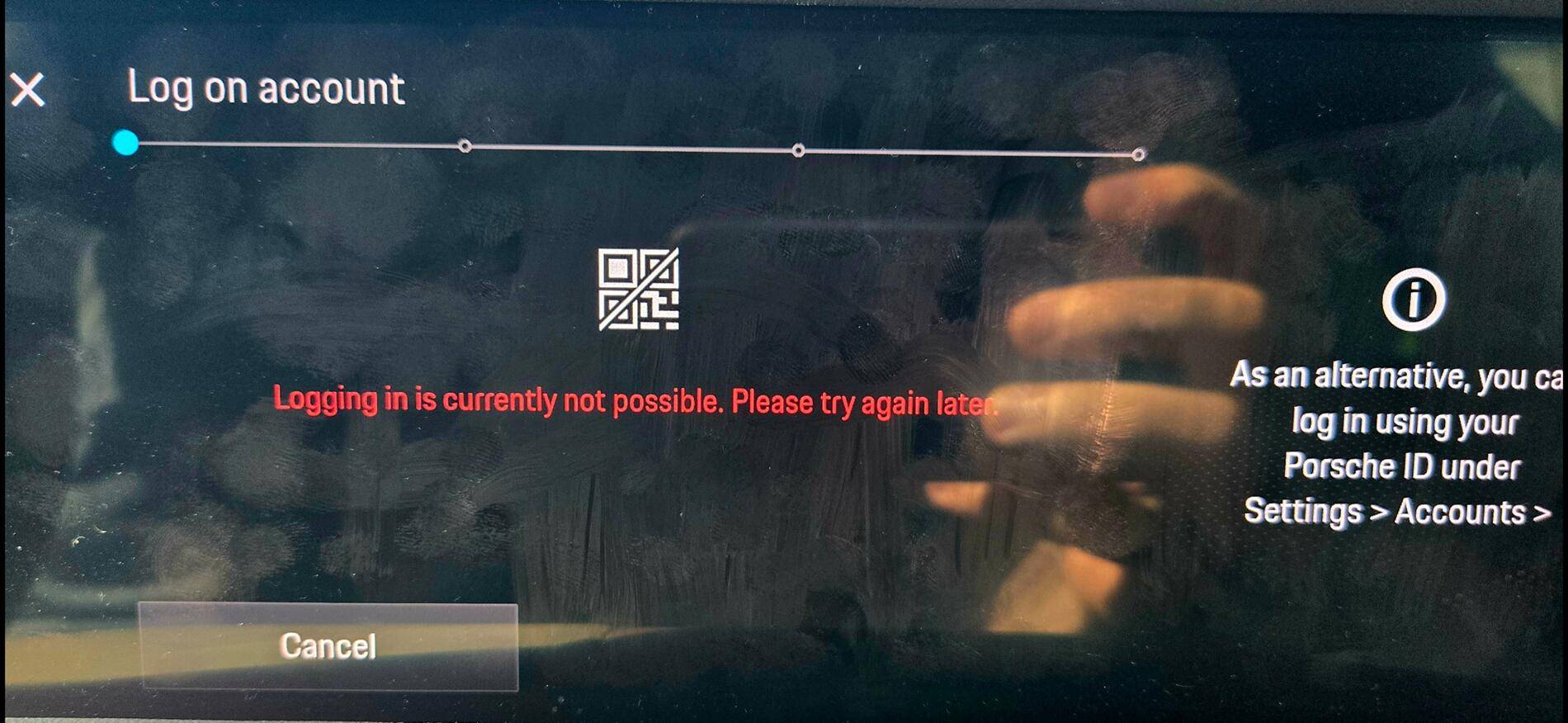 Porsche Taycan PCM won't load my account today 1000037651