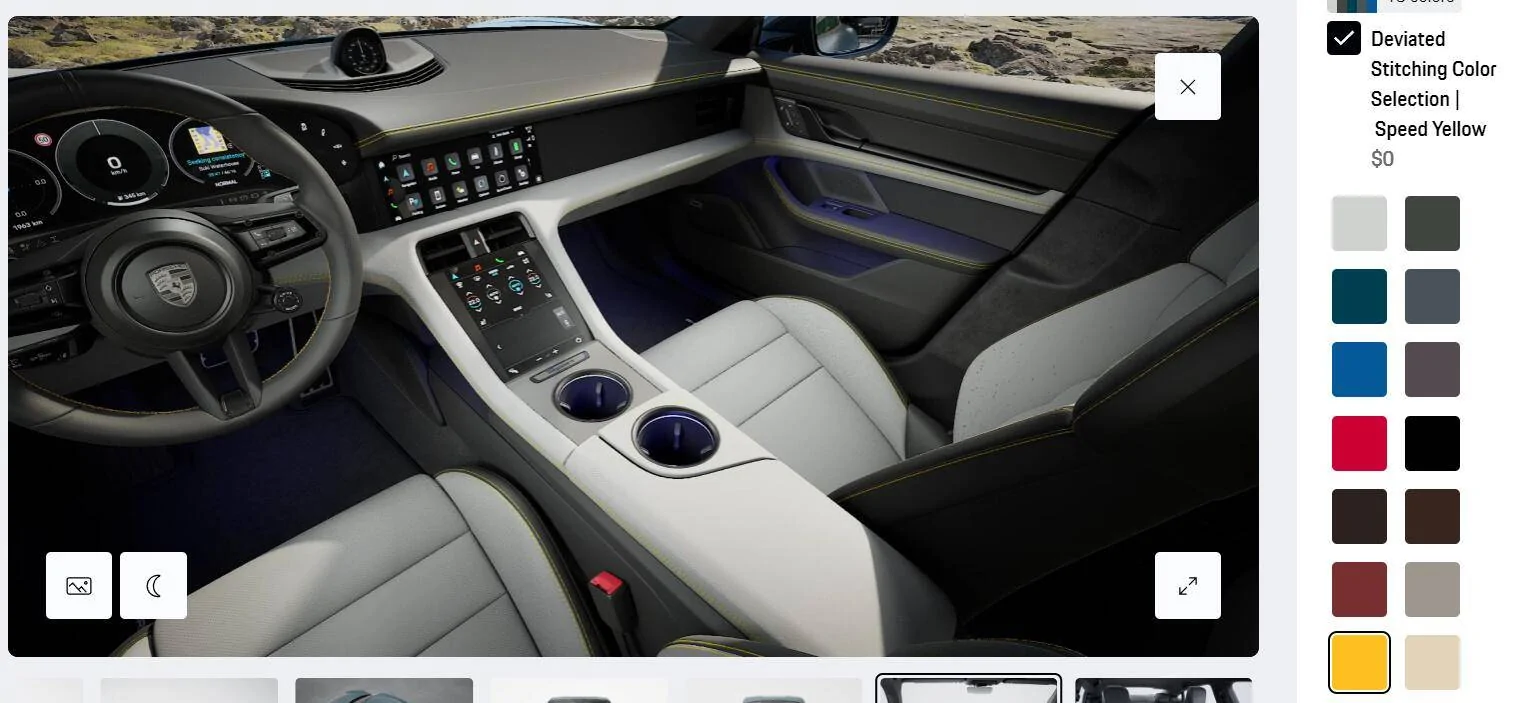 Porsche Taycan MY25 Turbo sedan questions Porsche-contrast-stitching