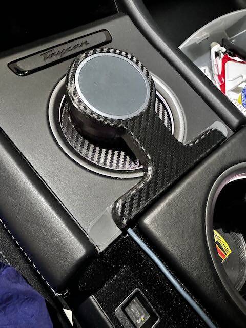 Porsche Taycan Taycan Phone Charger / Holder (3D Printed): Conceals Charger Cable, No Console Modifications Needed IMG_1298