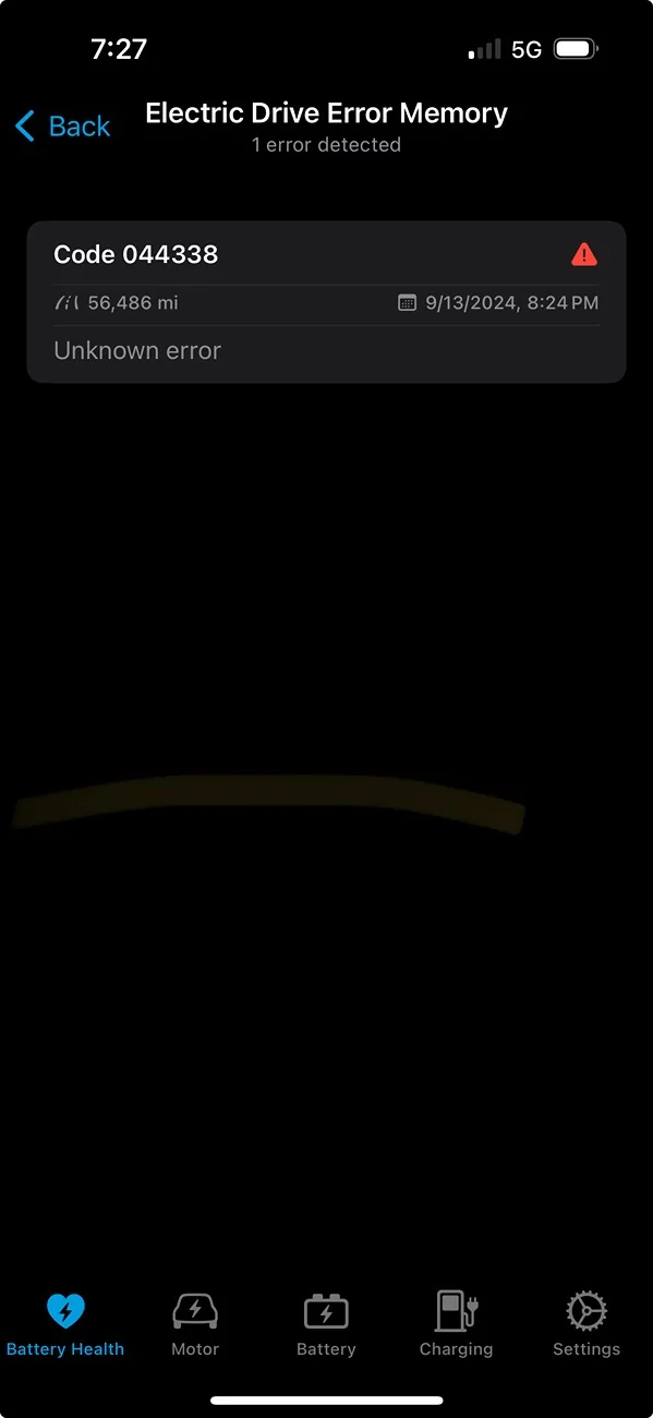Porsche Taycan Error code 044338 IMG_4017