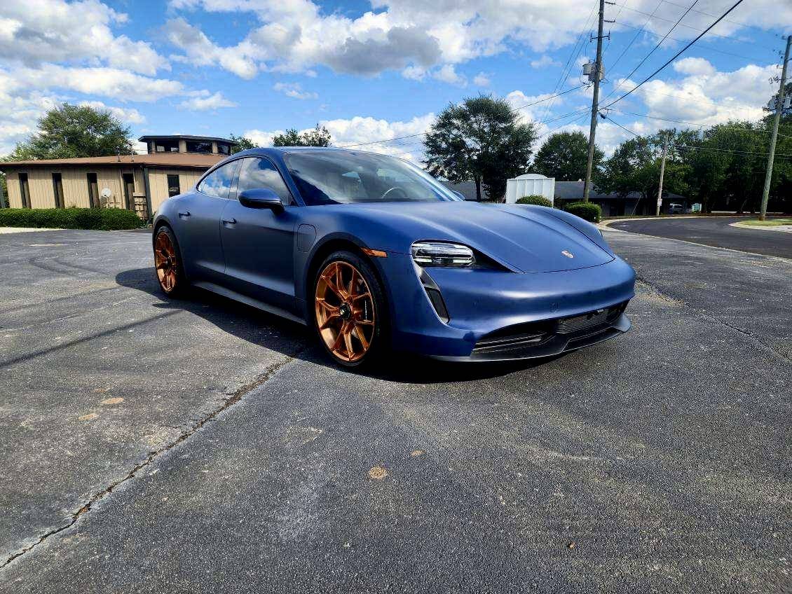 Porsche Taycan She Pretty - Navy Blue Matte Black with Copper Wheels image000002