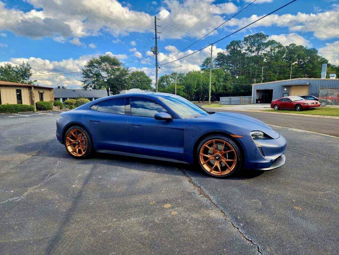 Porsche Taycan She Pretty - Navy Blue Matte Black with Copper Wheels image000003