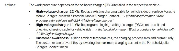 Porsche Taycan TSB:  Charging Interruption - Overtemperature at the Charging Socket -Vehicle-side charging cable - Dec. 18 2023 1728137531000-f4