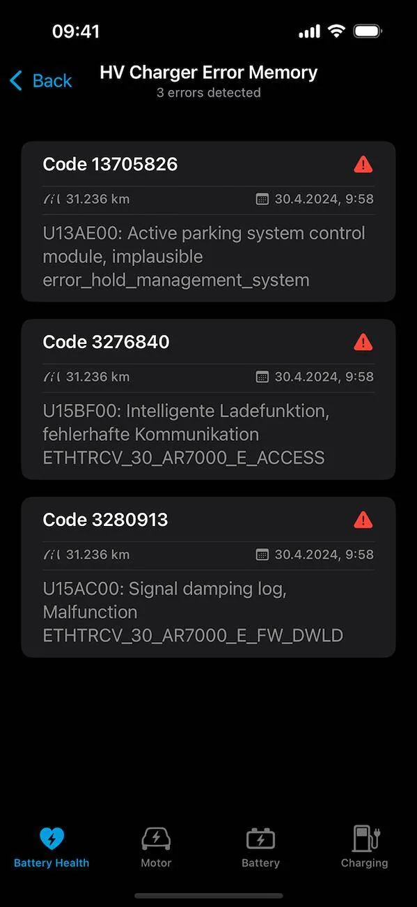 Porsche Taycan Is this normal for cells? Taycan Error Memory