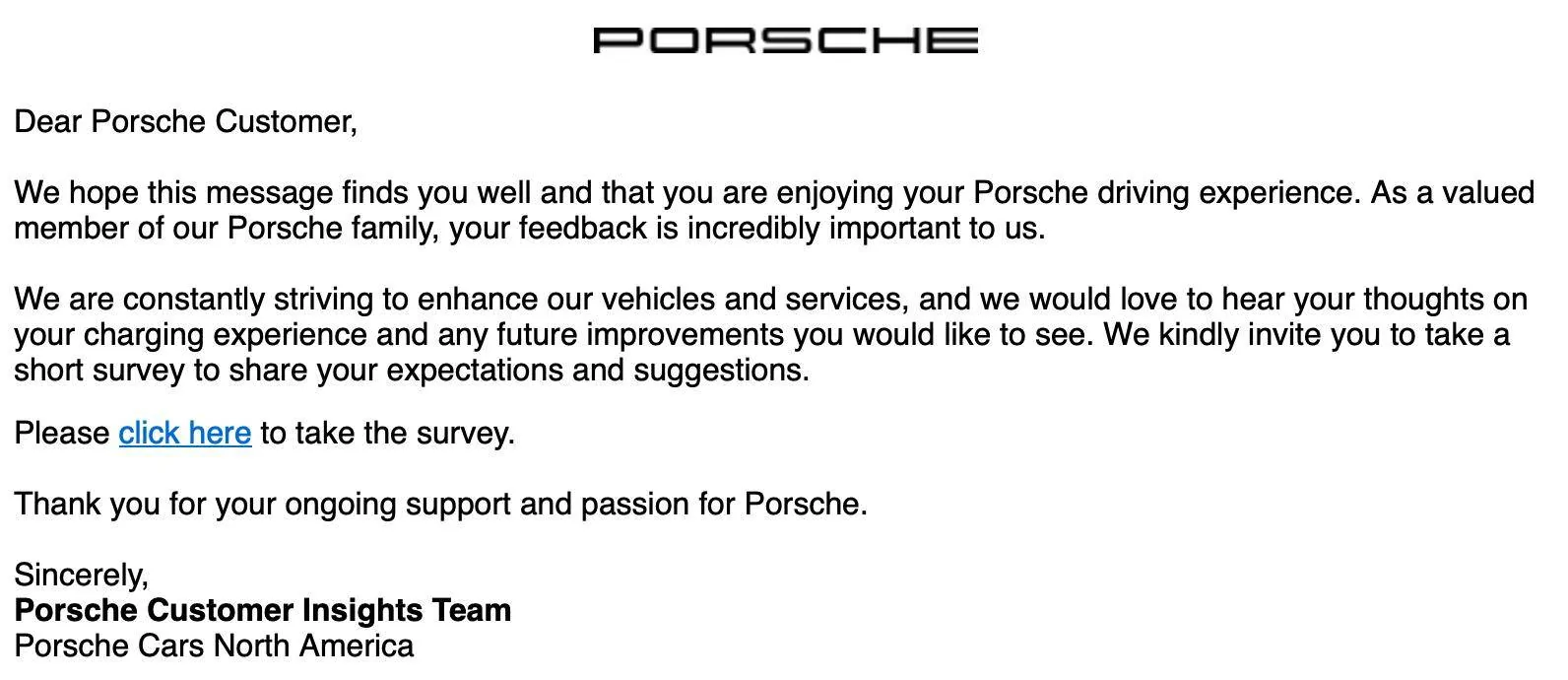 Porsche Taycan Porsche Cars North America Requests Your Feedback Screenshot 2024-11-01 at 9.41.27 AM