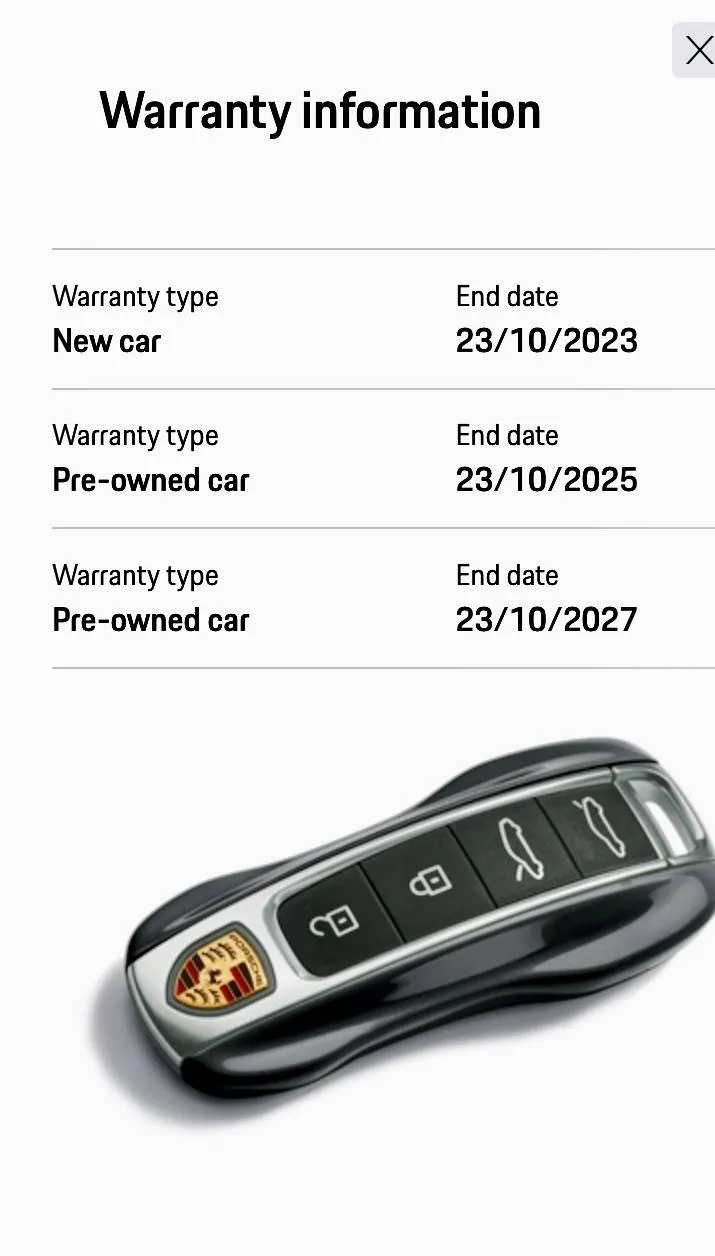 Porsche Taycan Warranty Status in App 1731483669897-9m