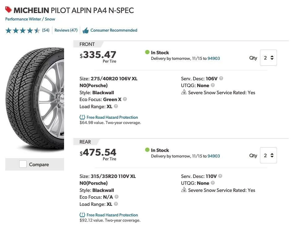 Porsche Taycan OEM+ Winter tire sizing for Volk TE37? Screenshot 2024-11-14 at 11.34.10 AM