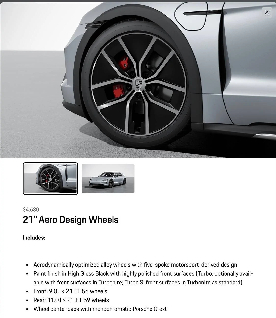 Porsche Taycan Different tire size for 21" wheel IMG_9123