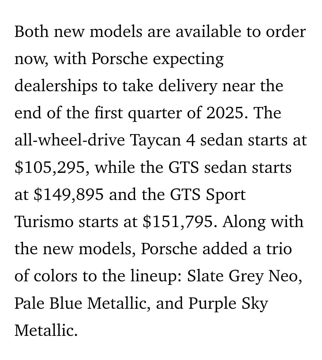 Porsche Taycan New Taycan GTS and Taycan 4 Announced Screenshot_20241122_132935_Samsung Internet