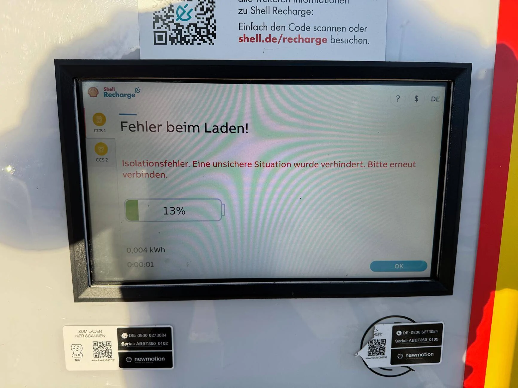 Porsche Taycan Charging error at Shell Recharge, but why? IMG_3377