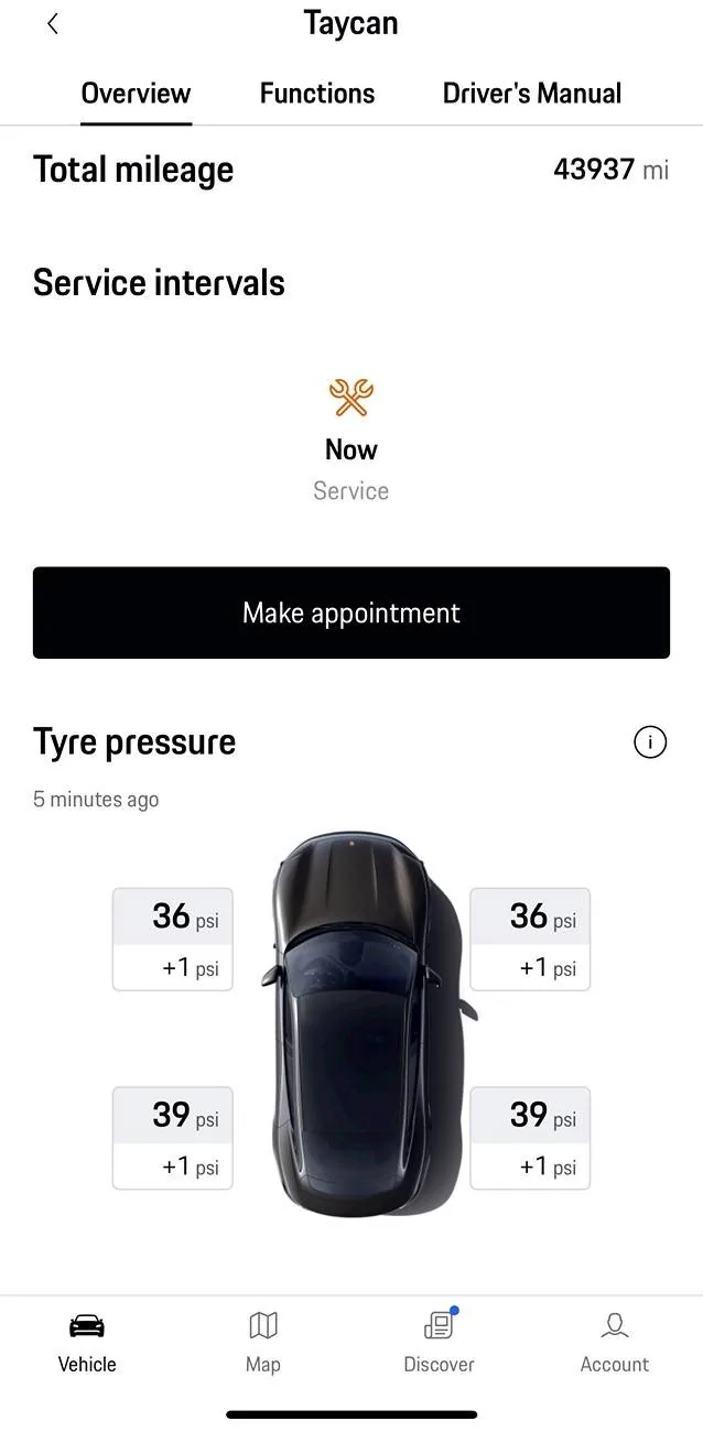 Porsche Taycan Service notifications in app IMG_3511