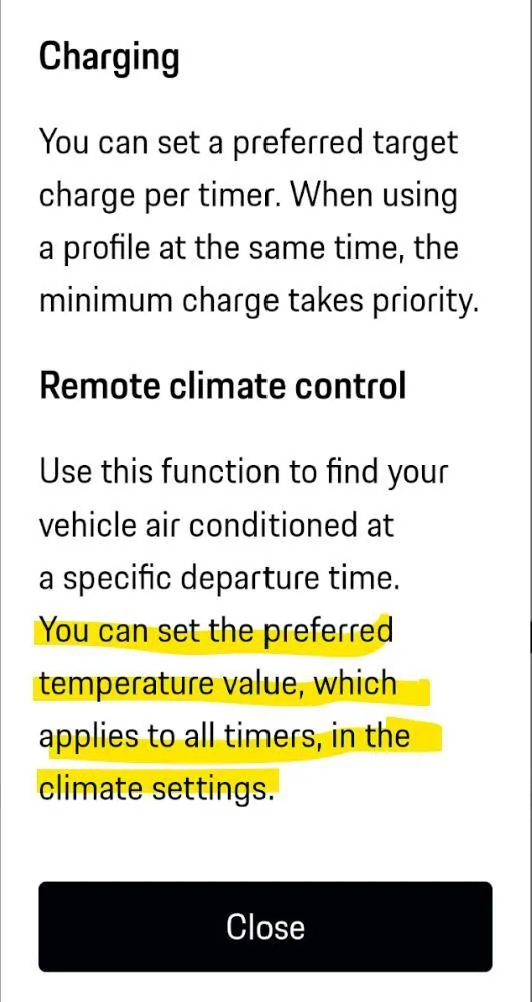 Porsche Taycan How to change pre-condition timer temperature? 1734317232090-4r