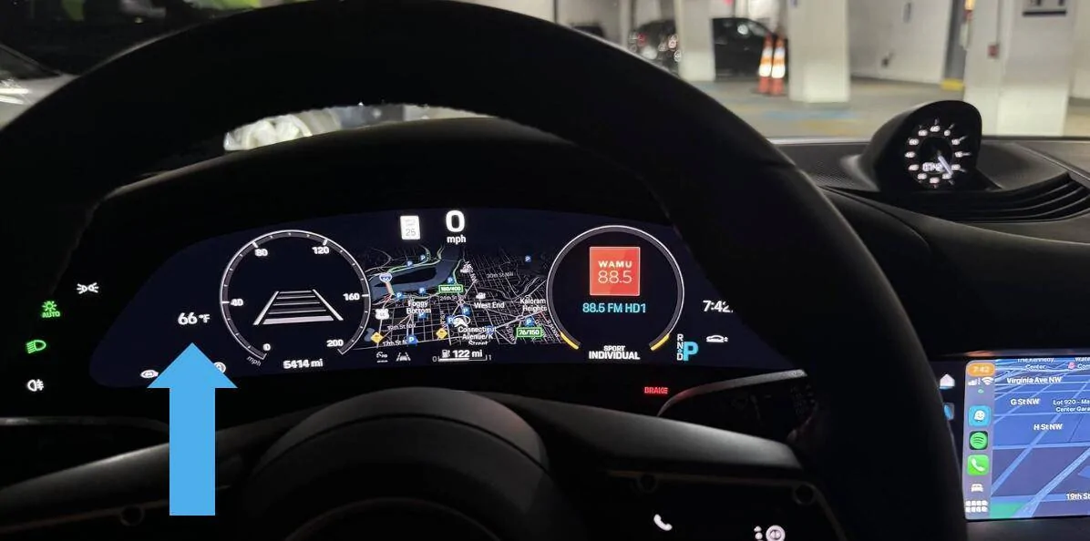 Porsche Taycan How to show outside air temp on one of the screens 1734373235709-8l