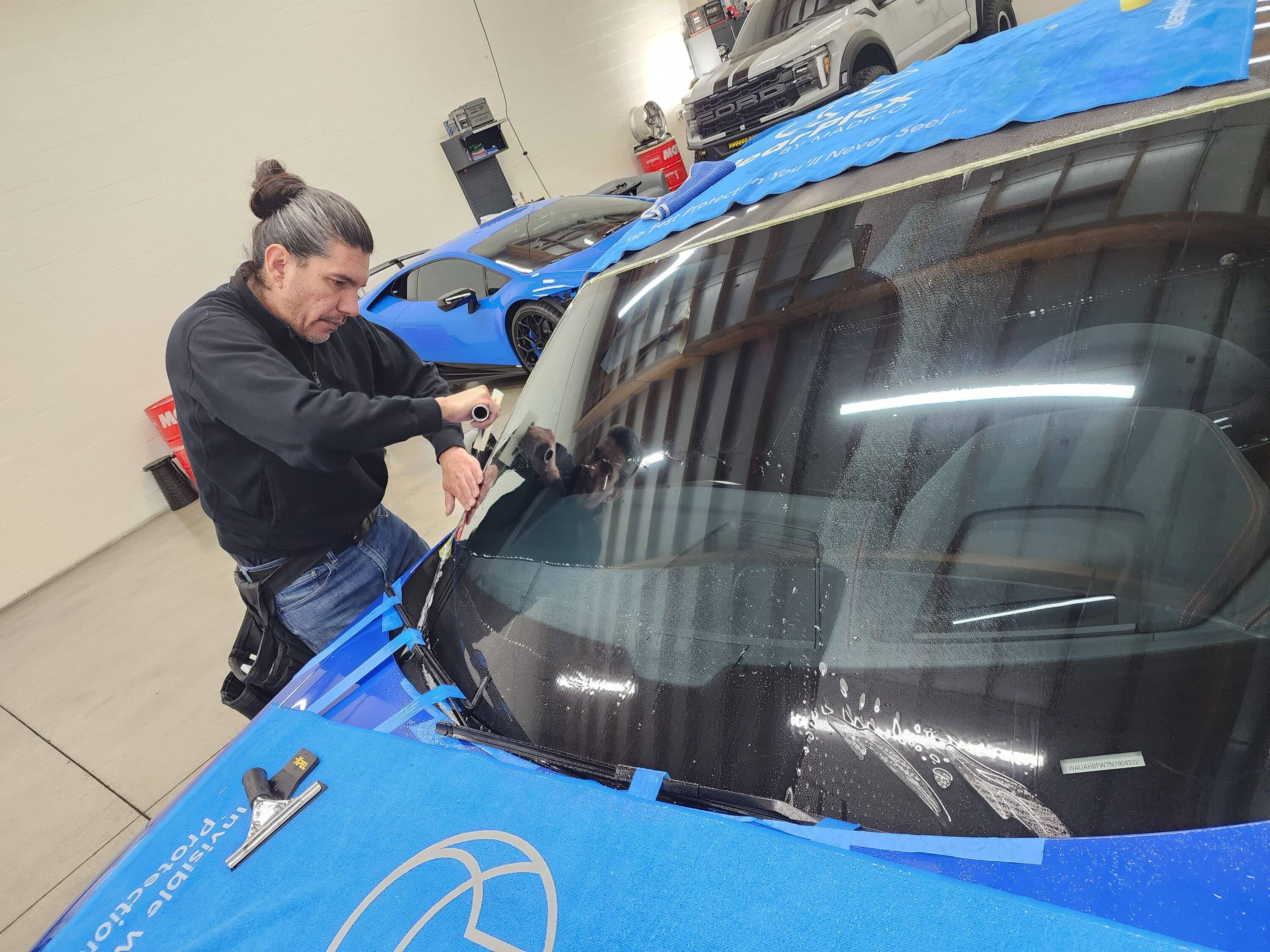 Porsche Taycan Windshield protection after 2.5 years 20241217_103307