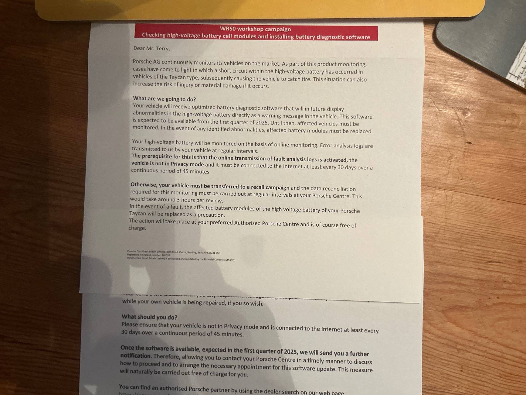 Porsche Taycan The (expected) ARB7 recall letter comes (my THIRD open recall...) IMG_1116
