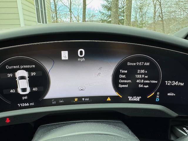 Porsche Taycan weird % battery used during long drive IMG_1410