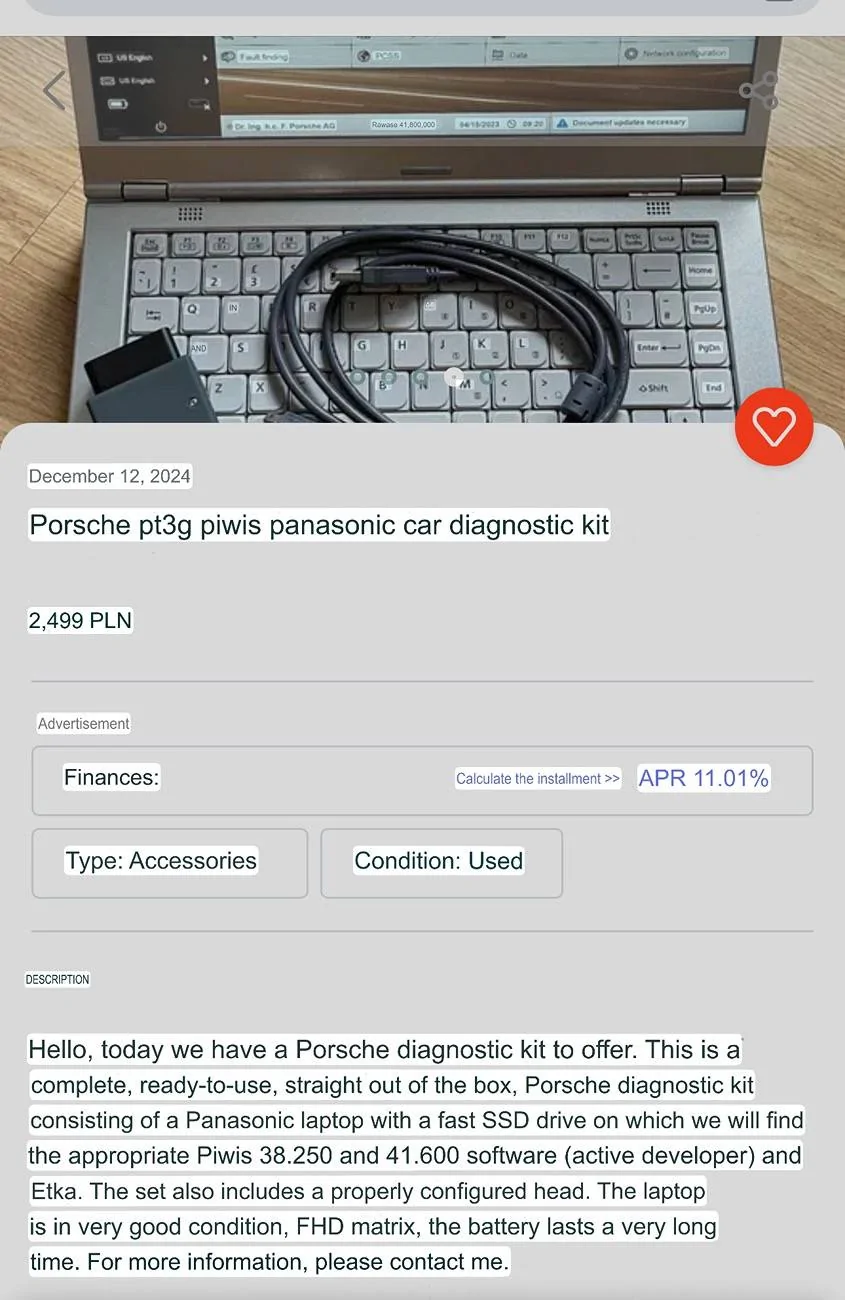 Porsche Taycan Piwi diagnostic program for Porche Taykan IMG_8298