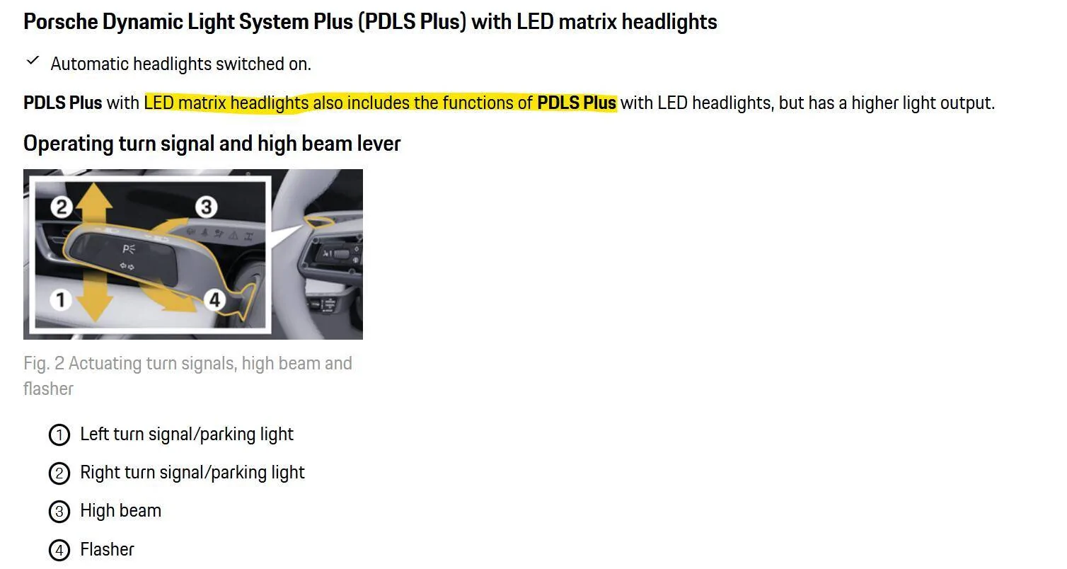 Porsche Taycan PDLS Plus headlights dont seem to work. 1736181794678-xq