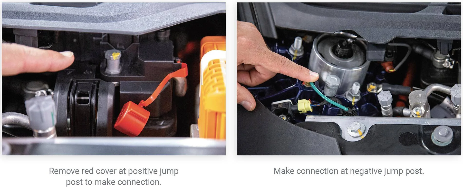 Porsche Taycan Routing Ctek cable +ve & -ve battery terminals