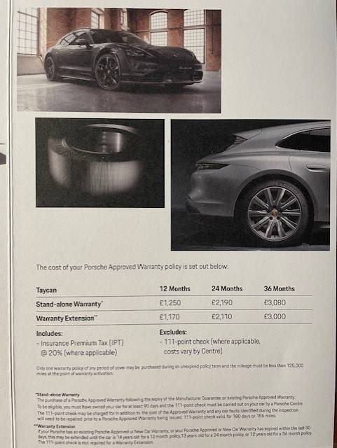 Porsche Taycan Breakdown  Assistance cover in UK Warranty 2