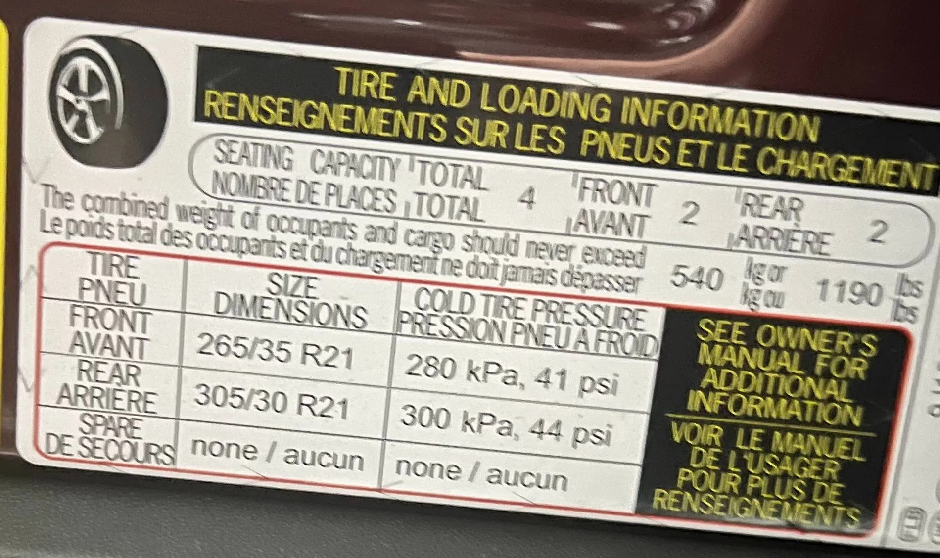Porsche Taycan Poor range 2021 Model 4S Tire_Pressure_Taycan