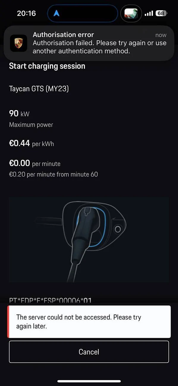 Porsche Taycan Porsche charging card vs App. IMG_3180 2