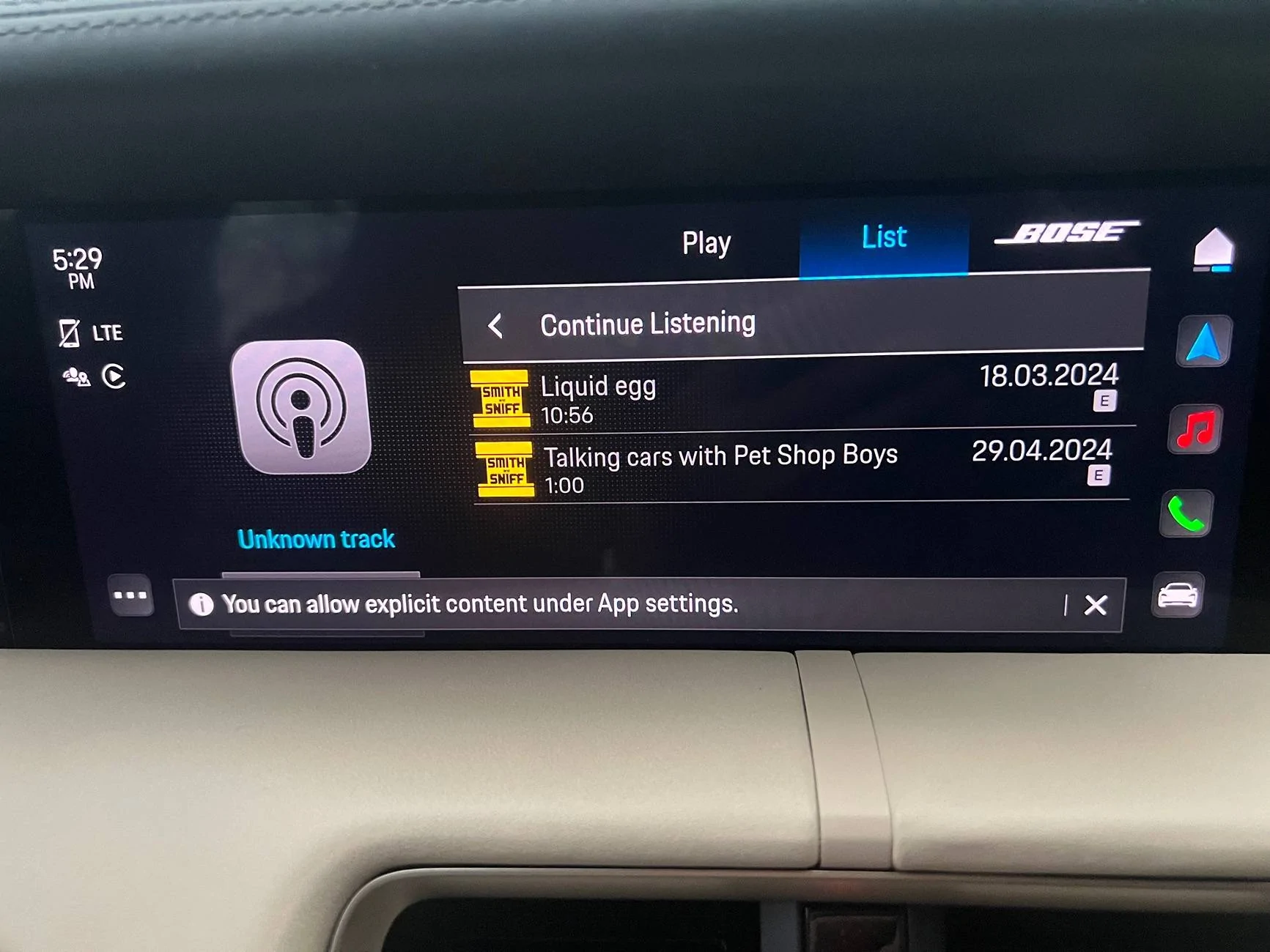 Porsche Taycan "Explicit" podcasts won't play?! IMG_4107