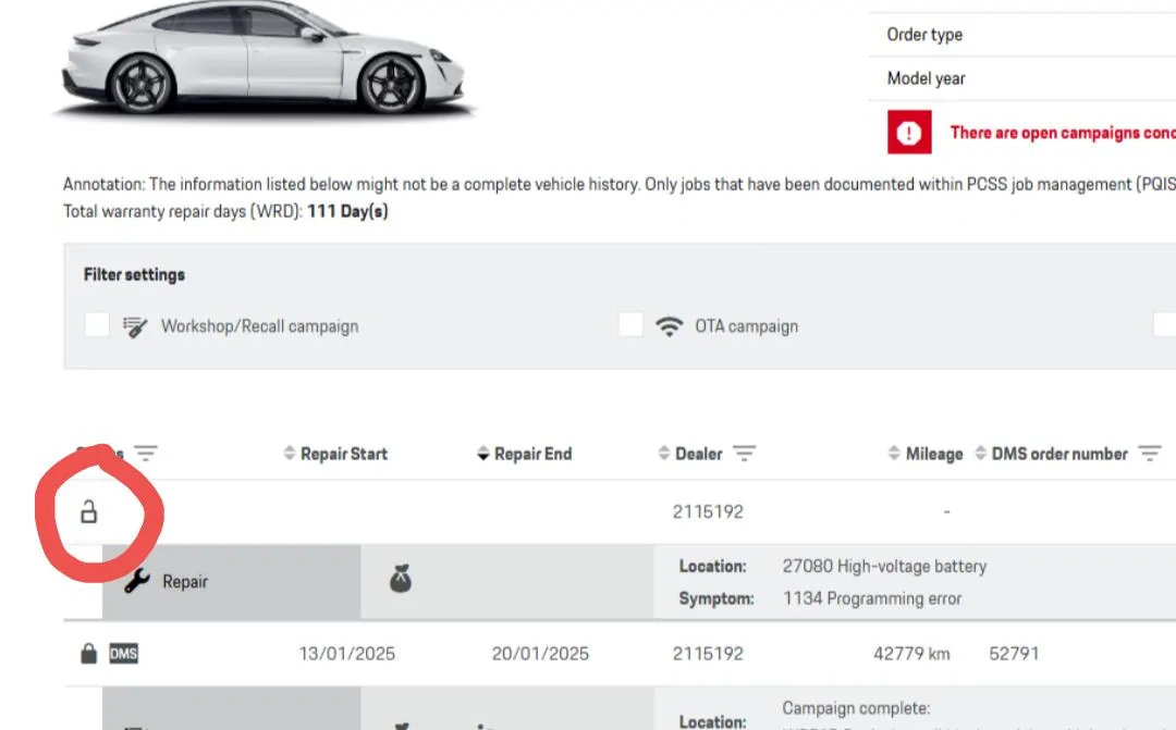 Porsche Taycan [FREE] CAMPAIGN RECALL AND SERVICE HISTORY CHECK Screenshot_20250419-224122
