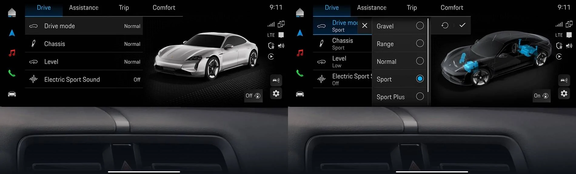 Porsche Taycan Changing drive modes without Sport Chrono IMG_1425