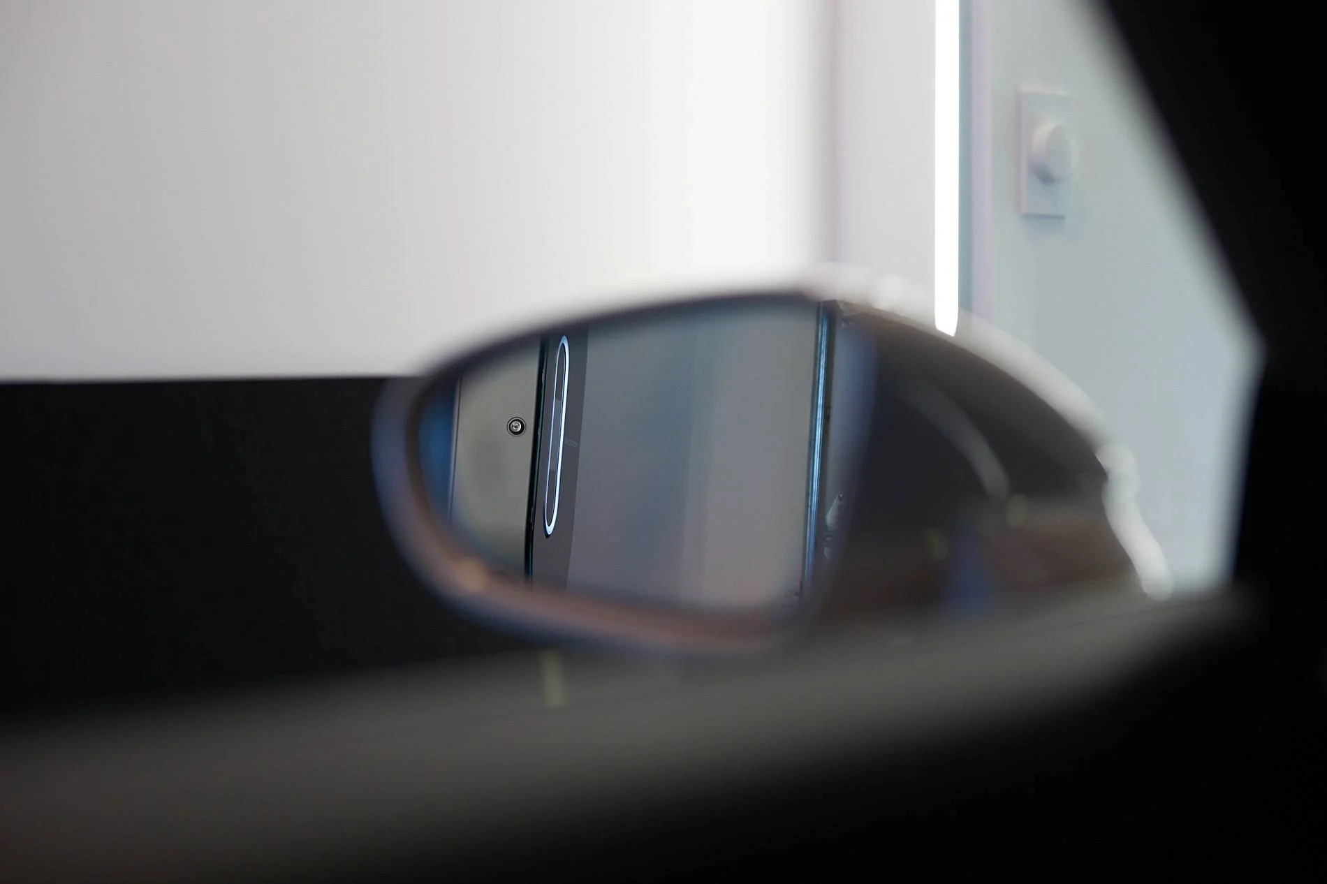 Porsche Taycan For US owners: installed Blind-Spot Aspherical Mirror set (before & after) driver-befor