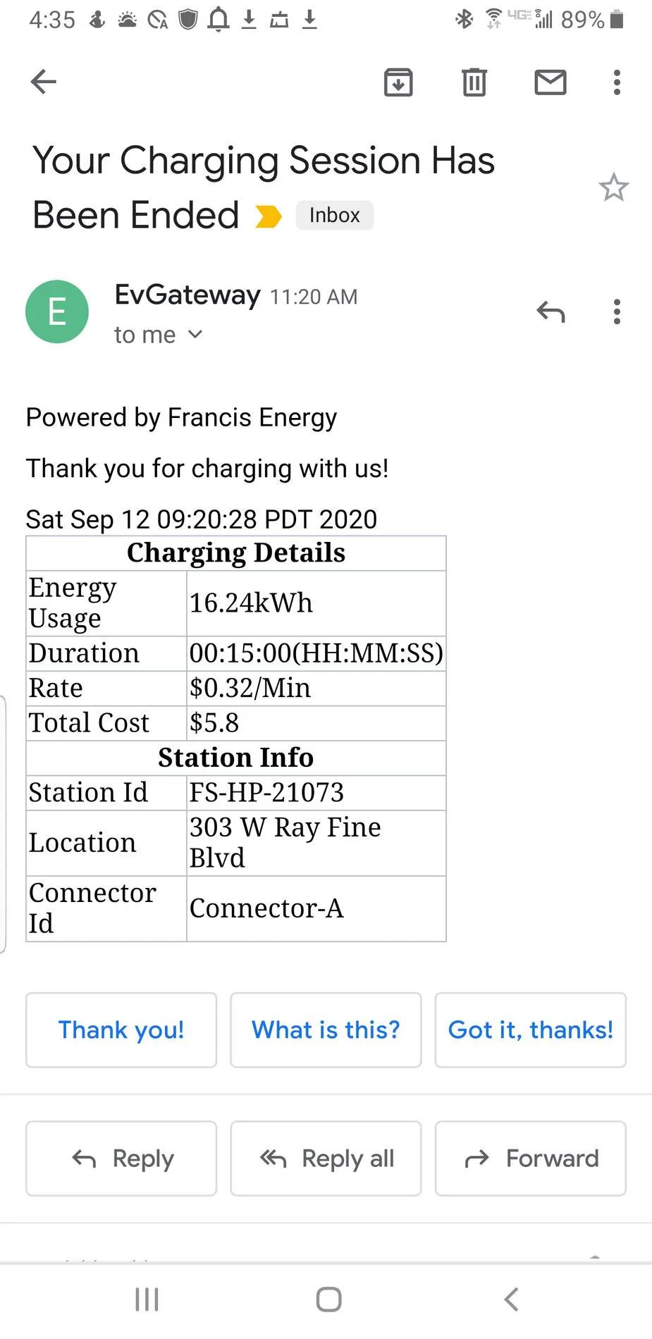 Porsche Taycan Taycan 4S First Thoughts fuel receipt 9-12-20