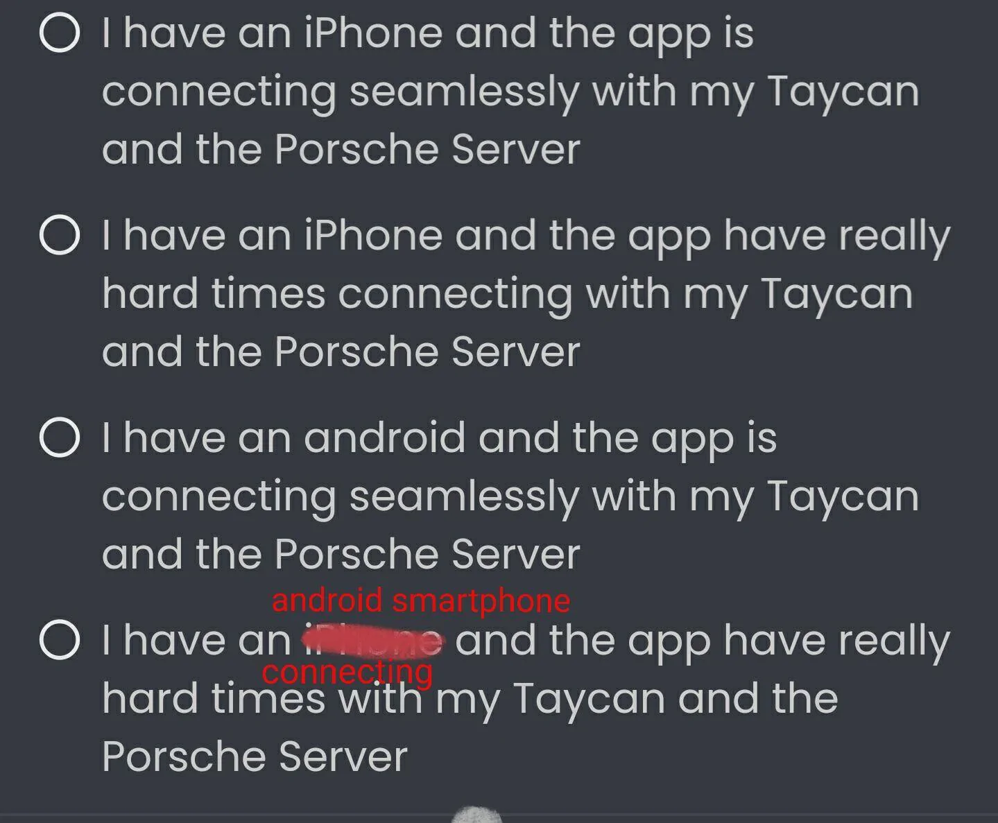 Porsche Taycan Porsche Connect App : Apple or Android, which one seems to be best for connecting your Taycan to the Porsche server? sketch1600390948211