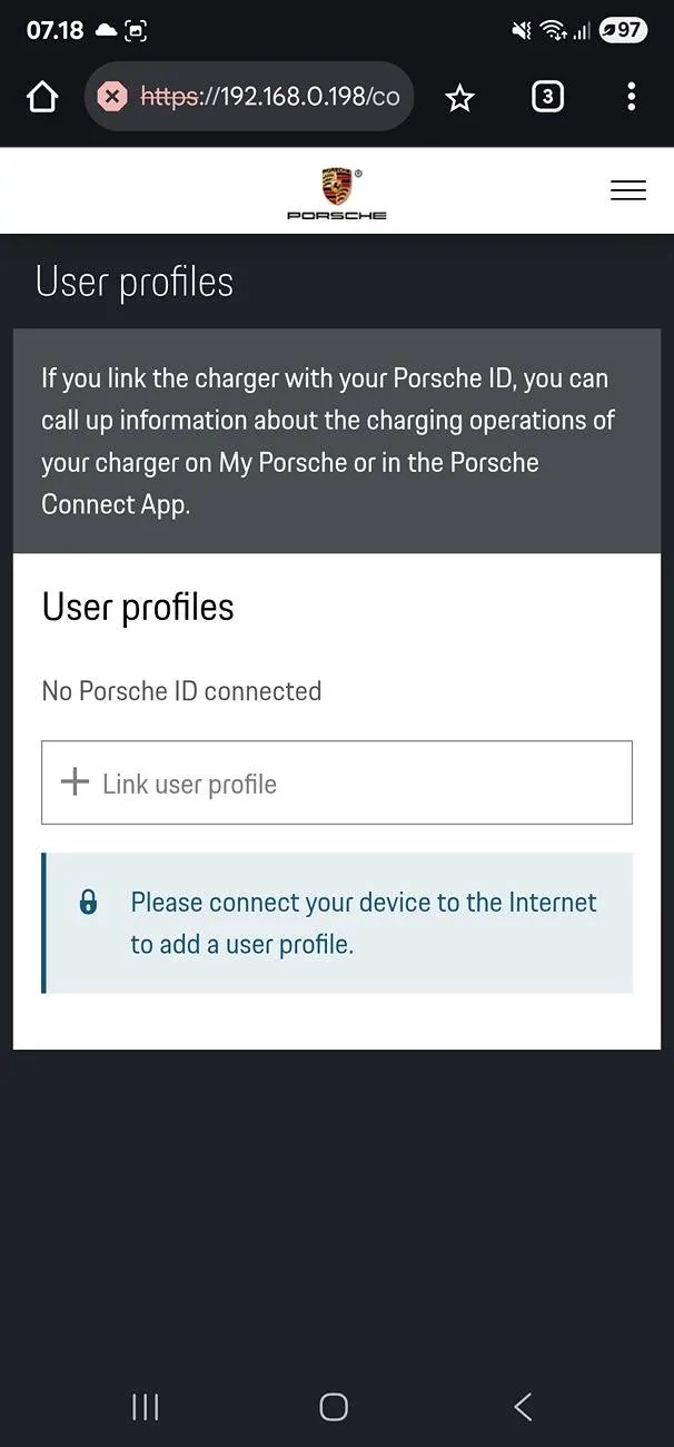 Porsche Taycan Can't update Mobile Porsche Charger Connect beyond version 2925 no_internet_why