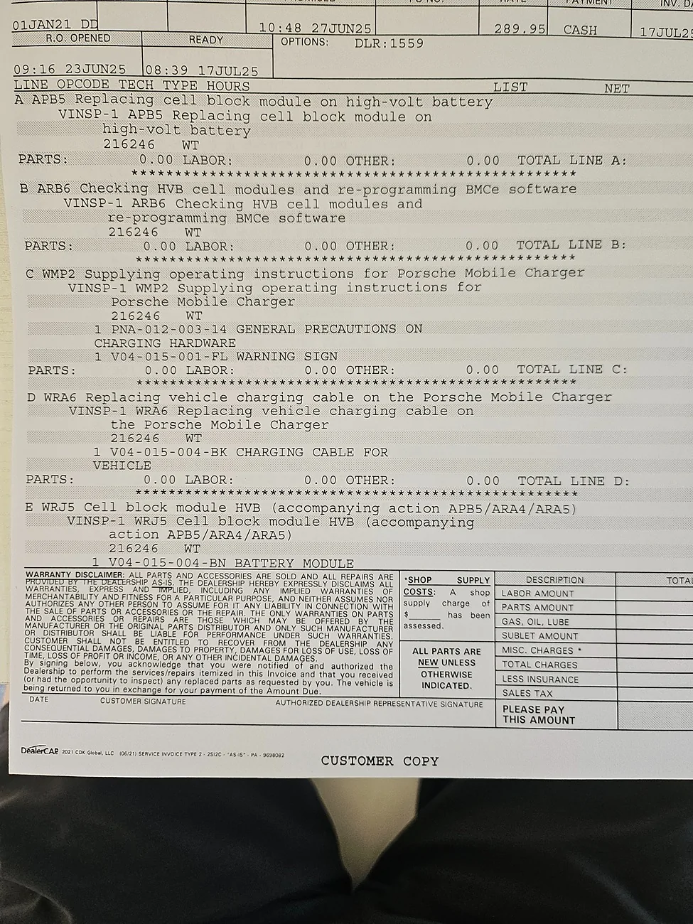Porsche Taycan Tycan 4s Battery Recall - Beware 1000031789