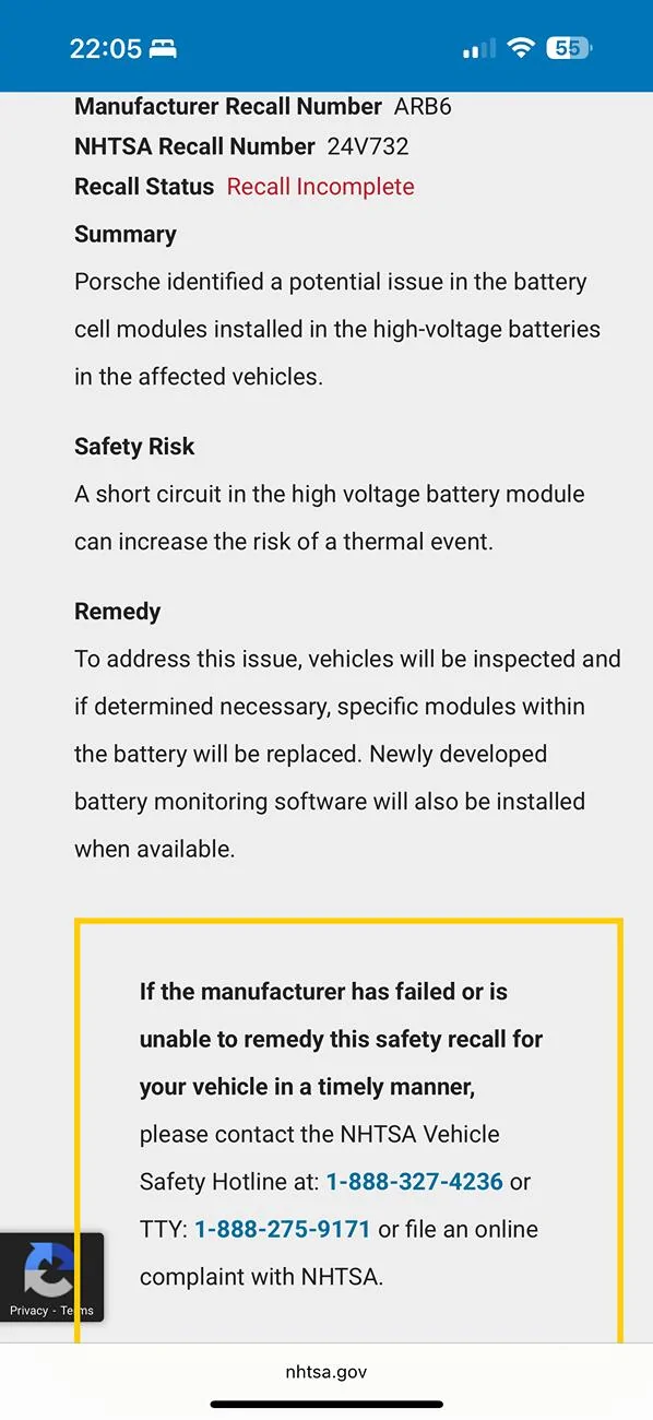 Porsche Taycan High Voltage Battery Recall EXPANDED - ARB6 & ARB7 IMG_7077