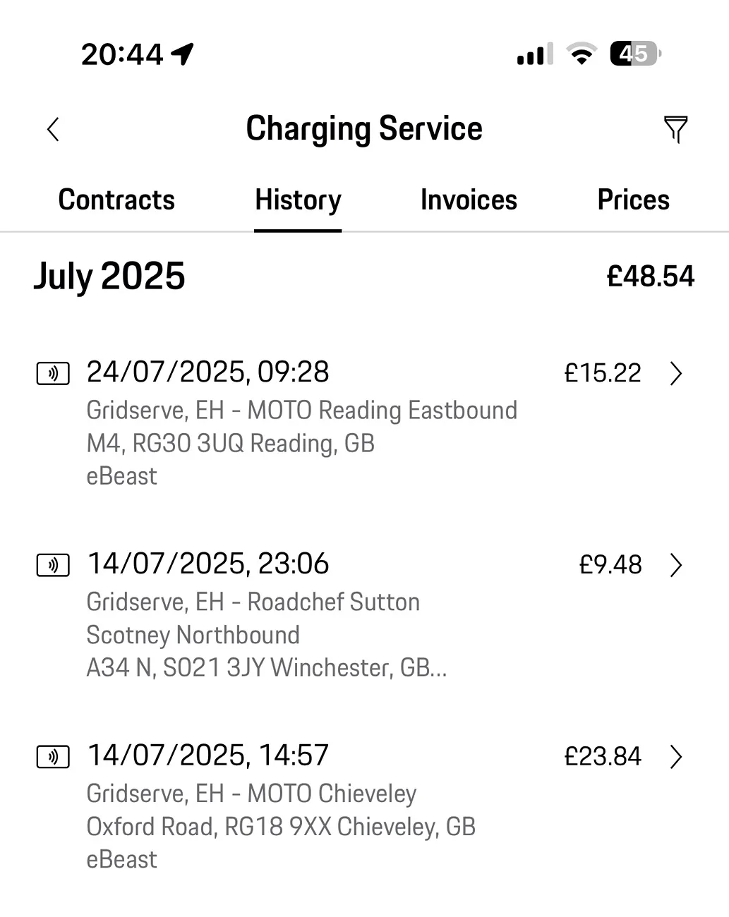 Porsche Taycan GRIDSERVE not working with Porsche charge card IMG_3255