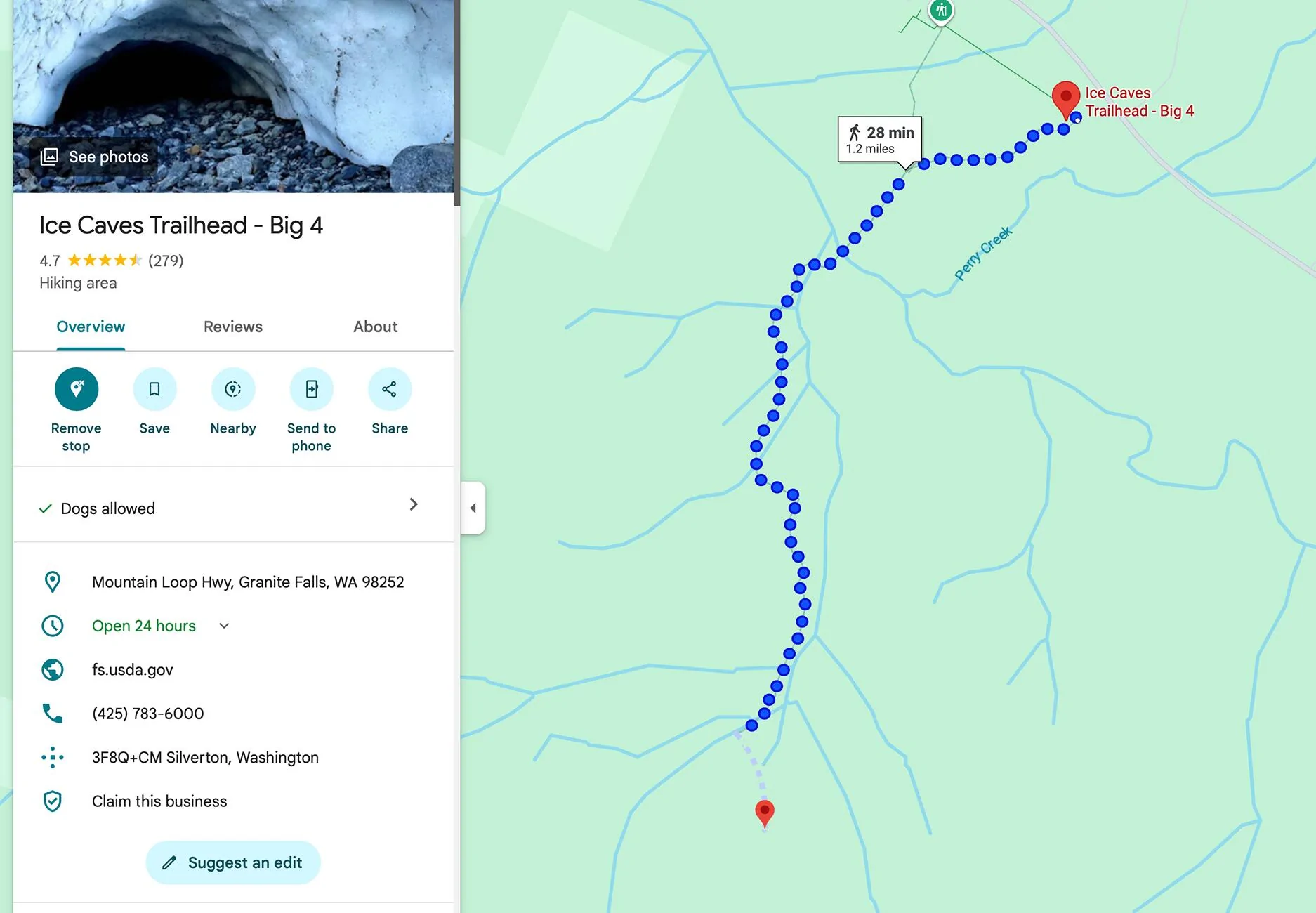 Porsche Taycan PNW Taycan Meetup: Big Four Ice Caves Day Trip - 9/6/25 map-trailhead-walk