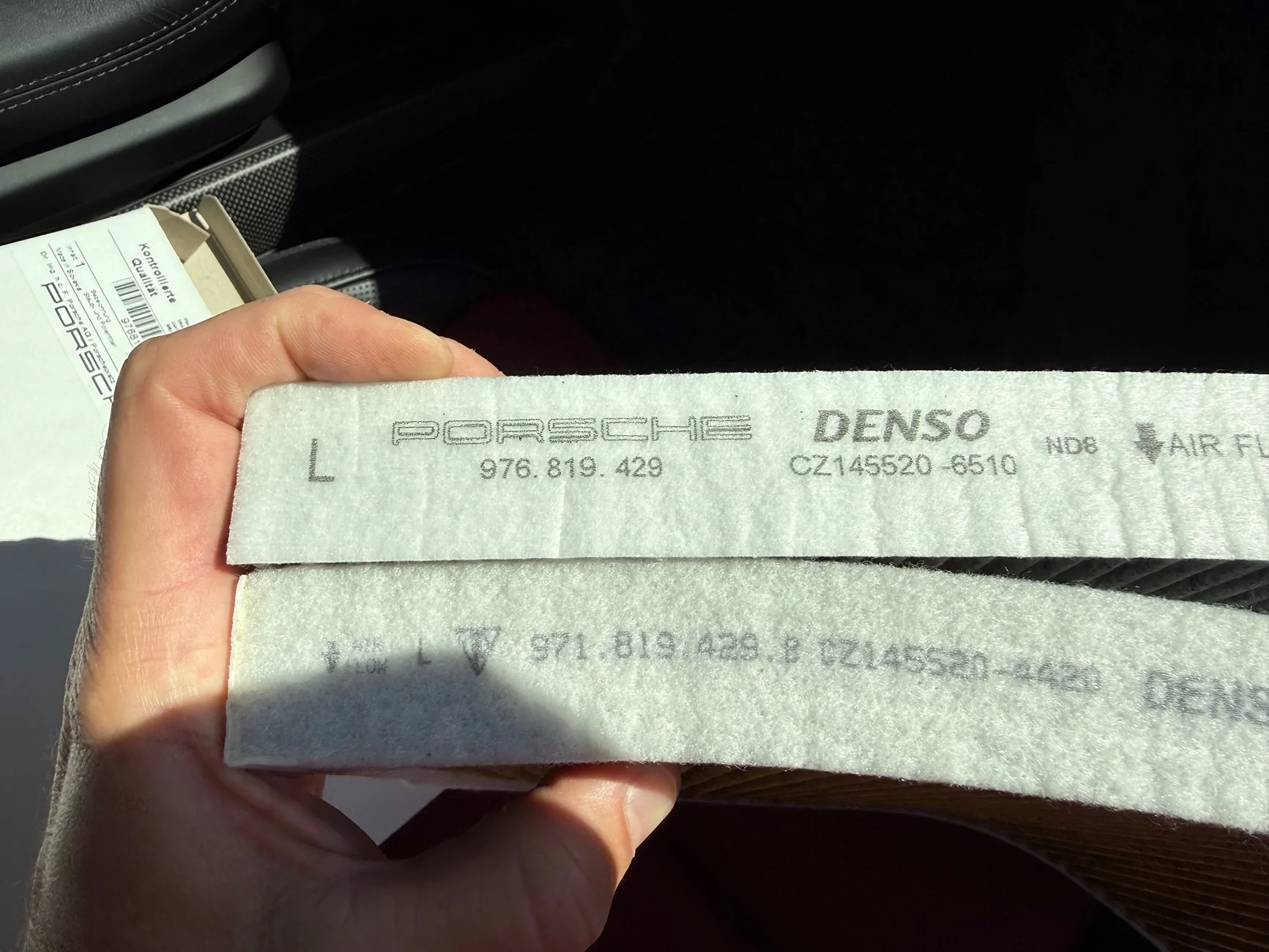 Porsche Taycan Cabin air filter OEM VAG replacement IMG_0899