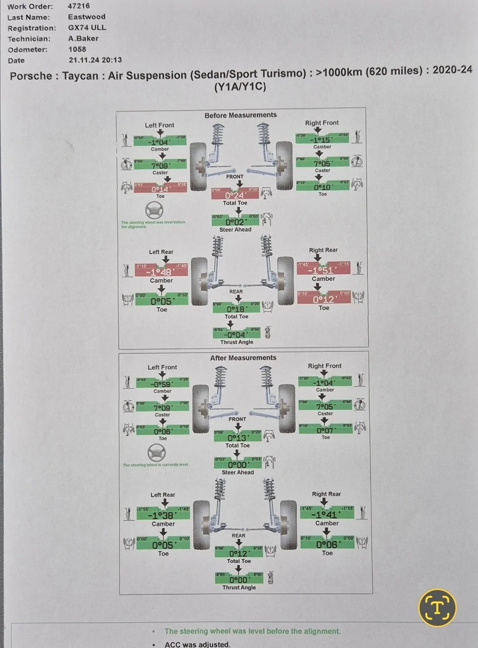 Porsche Taycan Alignment issues Screenshot_20250828_231937_Gallery