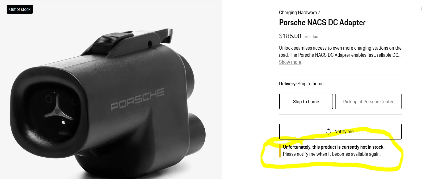 Porsche Taycan Porsche NACS DC Adapter Now Available to Order 1757447149901-ky