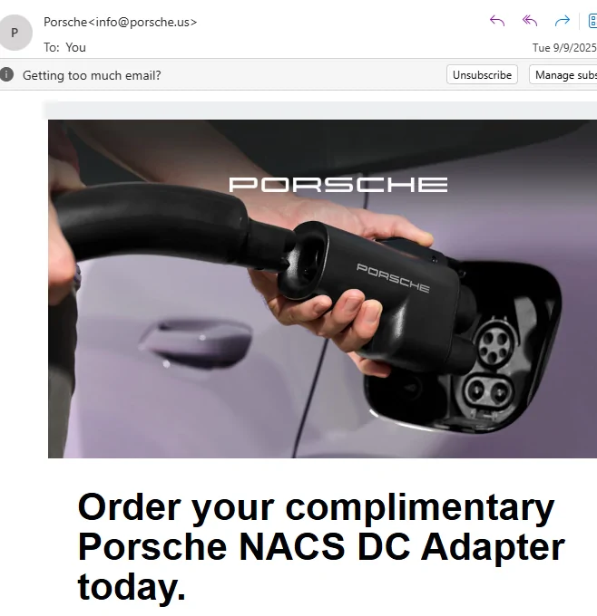 Porsche Taycan Porsche NACS DC Adapter Now Available to Order 1757462906632-dx